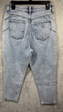 Guess Jeans Womens Sz 29 Blue Ankle Denim Zipper Logo 100% Cotton
